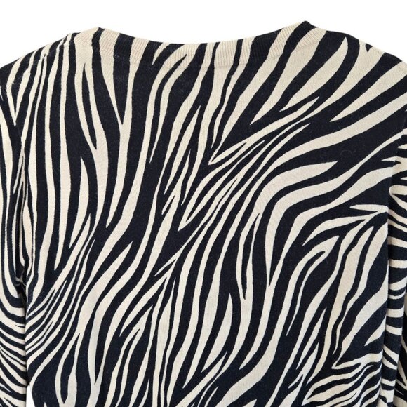 J.Crew Teddie Womens Small Zebra Print Sweater Cotton Crewneck Beige & Black - Picture 5 of 7